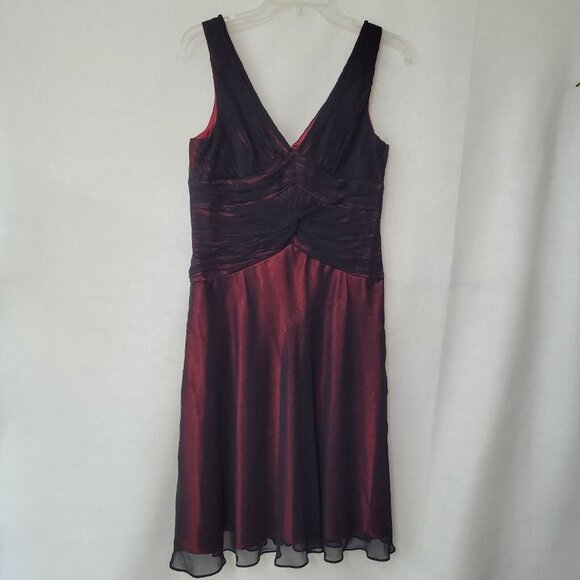 Adrianna‎ Papell Dress Women10P Black Red Sheer Overlay Gothic Romantic Party - Picture 1 of 13
